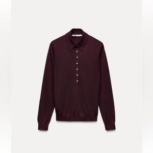 ZARA BUTTONED KNIT POLO TOP